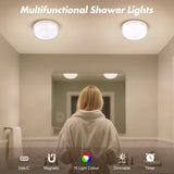 2-Pack Rechargeable Shower Light No Wiring, 15 RGBW Color Changeable Waterproof Lights for Shower with Remote(Dimmable＆Timer), LED Light for Inside Shower, Wireless Mood Lighting for Bathroom, White