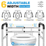 Toilet Safety Rails (380 lb) - Heavy Duty Stainless Steel Toilet Safety Frame with Handles - Adjustable Medical Toilet Stand Alone Support for Elderly Seniors Handicap & Disabled - Fits Most Toilets