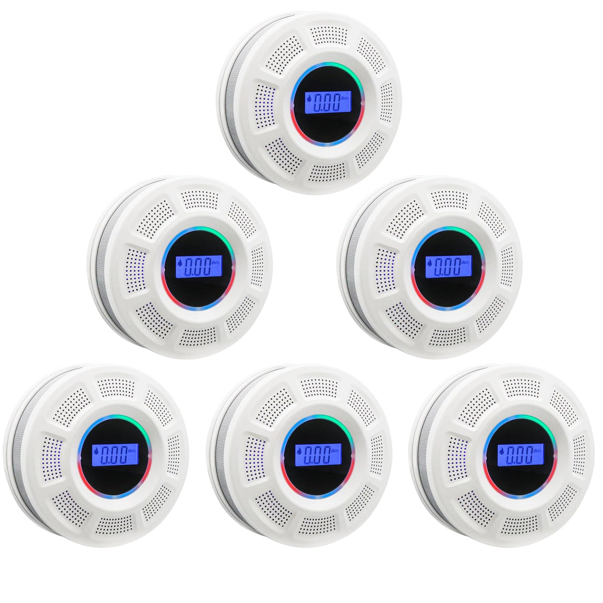 GiiHoo Smoke and Carbon Monoxide Detector Combo Powered by Battery, 2 in 1 CO & Smoke Alarm with LED Warning Light Indicators for Home, Travel, RV, Garage (6 Pack)