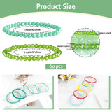 60 Pcs Crystal Beaded Bracelets Bulk, Colorful Stretch Bracelets for Women