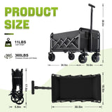 Collapsible Foldable Wagon Cart with Wheels - 360LBS Folding Utility Wagon Cart with Brakes, Lightweight Portable All-Terrain Wagons for Groceries Garden Beach Shopping Camping, 2 Cup Holders/Black