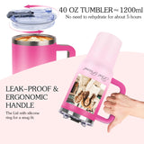 Personalized 40 oz Tumbler with Handle and Straw, Custom Tumbler with Picture, Logo, Text, Stainless Steel Travel Coffee Mug Cup, Personalized Gifts For Women Men Birthday Anniversary Christmas Gifts