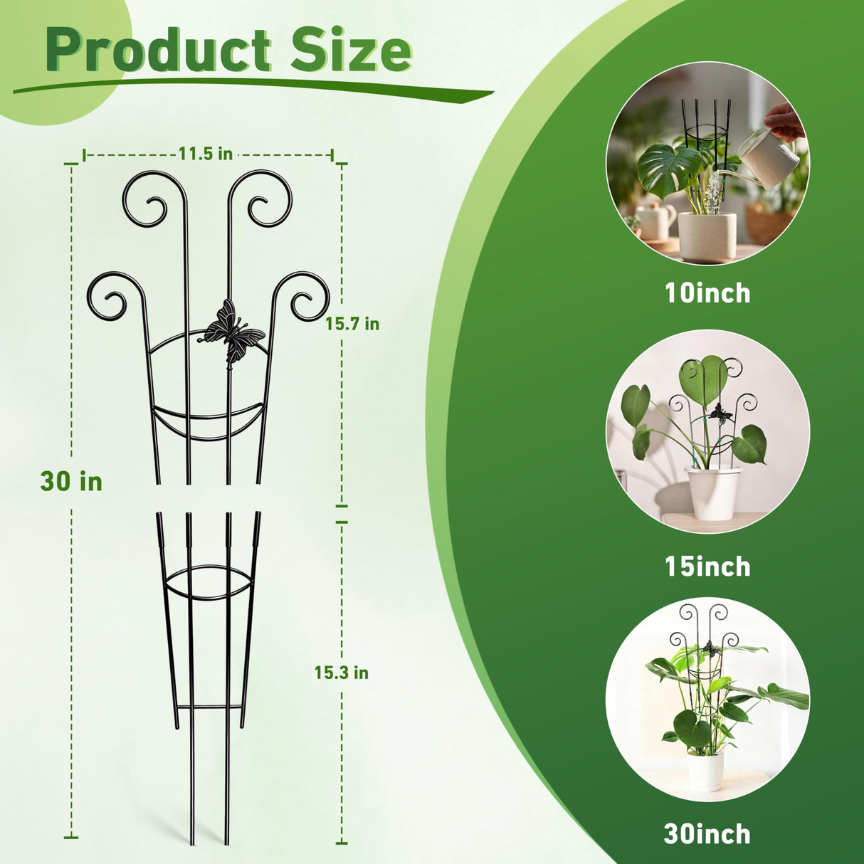 Coomin 32.6in Monstera Plant Support Trellis with One Butterfly, 2P