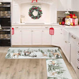 U'Artlines 2Pcs Christmas Anti Fatigue Kitchen Rugs and Mats, Christmas Tree Snowman Deer Non Slip Foam Cushioned Farmhouse Kitchen Floor Mats Comfort Standing Mats for Winter Home Decor Grey