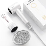 Hair Dryer, 110,000 RPM High-Speed Ionic Blow Dryer for Fast Drying, Professional Lightweight Hairdryer with Diffuser, Magnetic Nozzle, 4 Temps & 2 Speeds, Low Noise for Travel - White