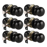 KNOBWELL 6 Pack Matte Black Door Knob - Round Interior Door Handles for Hallway & Closet, Non-Locking Passage Door Knobs with Durable Lockset, Easy Install