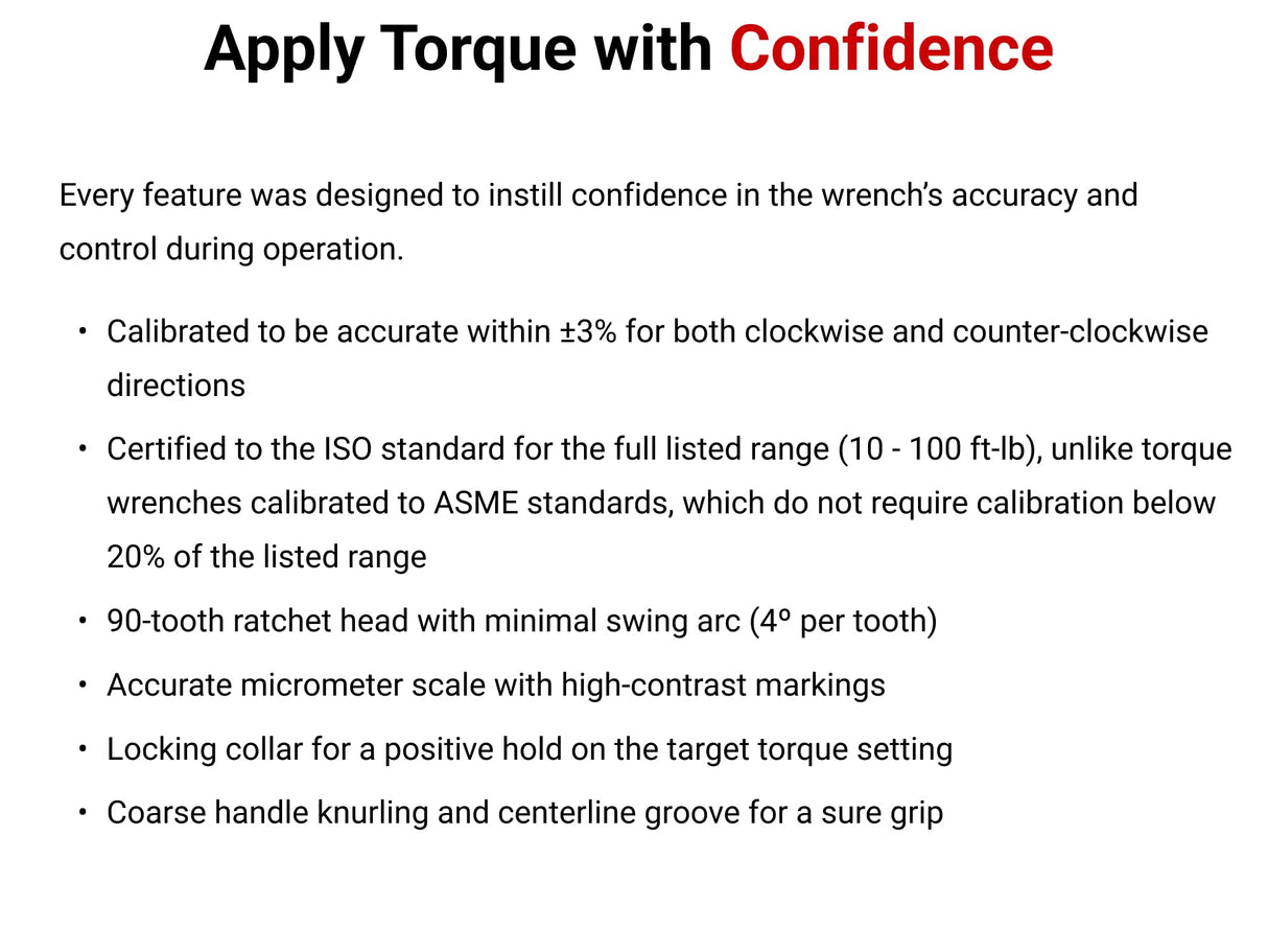 TEKTON 3/8 Inch Drive 90-Tooth Dual-Direction Micrometer Torque Wrench (10-100 ft-lb) | TRQ51402