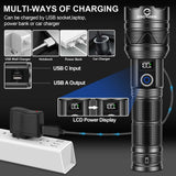 Rechargeable Flashlights 100000 High Lumens, Long Range 5000ft, Super Bright LED Flashlight USB C, High Powerd Multi-functional Heavy Duty Strong Flash Light High Beam, For Emergency Home Camping