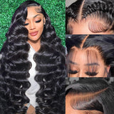 Hakaniya 13x6 Body Wave Lace Front Wigs Human Hair Pre Plucked HD Transparent Lace Frontal Wigs Human Hair 180% Density Glueless Wigs Human Hair with Baby Hair for Women 26 Inch