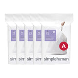 simplehuman Code A 150 Count, Dispenser Pack Custom Fit Liners, Drawstring Trash Bags, 4.5 Liter / 1.2 Gallon, White