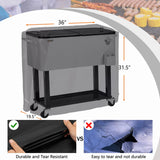 Cooler Cart Cover Waterproof, Universal Patio Cooler Cover for 80-100 Qt Patio Rolling Ice Chest Cart, 600D Oxford Fabric UV-Resistant Outdoor Bar Cart Covers (Black)