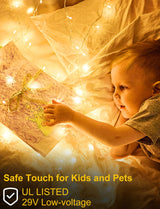 200 FT 500 LED Christmas Lights Outdoor Fairy Lights Plug In Extra Long String Lights Clear Wire Waterproof 8 Modes Timer for Outside House Tree Garden Yard Wedding Party Decorations-Warm White