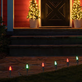 Dazzle Bright 5.5 Inch 100 Pcs C9 Christmas Light Ground Stakes for Outdoor Decor - Black Plastic Spikes for Lawn, Garden, Patio