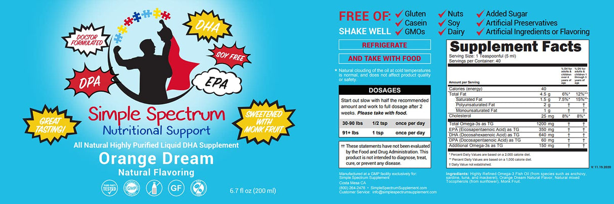 Simple Spectrum, All Natural Fish Oil, Omega 3 DHA Supplement