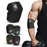 WildBeast Elbow Wraps for Weightlifting (Pair), Flexible 41" Elbow Compression Strap, Joint Support Brace for Bench Press, Powerlifting, Fitness & Gym Workout, Golfer's Elbow, Gym Accessories for Men