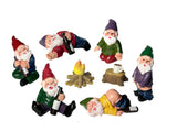 Arggidan 9pcs Miniature Gnomes Sets with Fire and Furniture - for Fairy Garden Decoration and Home Ornament
