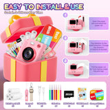 Gift for Girls Kids Camera: Instant Print Dual Lens Digital Camera Toys for Girl 3-12 Birthday Christmas Valentines Gifts for Kid Girls Boys Ages 3 4 5 6 7 8 9 10 with 32G SD Card Storage Bag Pink