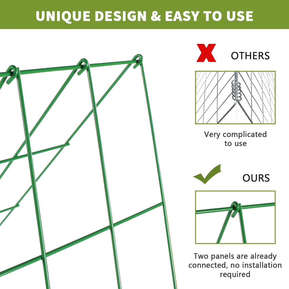 UrGROWA Cucumber Trellis 2 Pack,Foldable A-Frame Garden Trellis