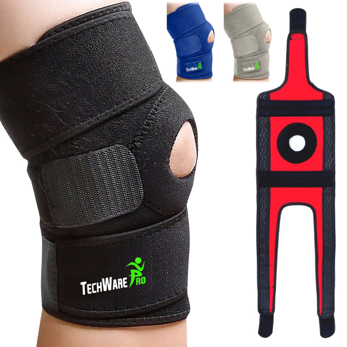 TechWare Pro Knee Brace Support - Plus Size Knee Brace. Relieves ACL, LCL, MCL, Meniscus Tear, Arthritis, Tendonitis Pain. Dual Stabilizers Non Slip Comfort Neoprene. Bi-Directional Straps - XXLarge
