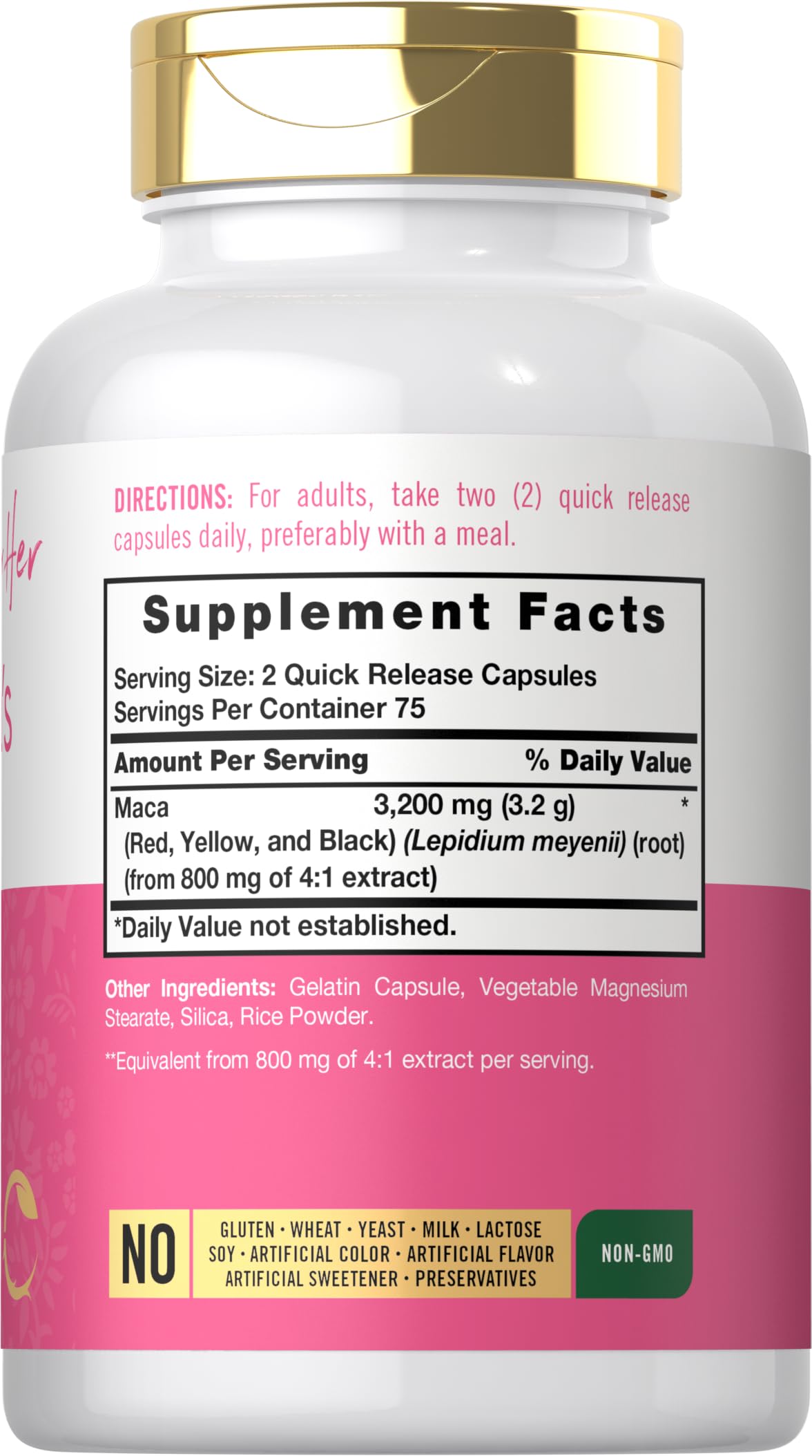 Carlyle Maca Root Capsules for Women 3200mg | 150 Count | Non-GMO, Gluten Free Supplement | for Her