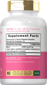 Carlyle Maca Root Capsules for Women 3200mg | 150 Count | Non-GMO, Gluten Free Supplement | for Her