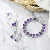 BriLove Wedding Bridal Prom Jewelry Set for Women Bride Bridesmaid Purple