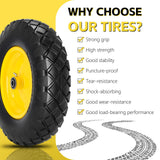 4.80/4.00-8 Solid Wheelbarrow Tire and Wheel 16" Flat-Free Tire with 3" Centered Hub 5/8" & 3/4" Bearings Fits Garden Cart, Hand Truck, Wagon,Trolleys and Trailers