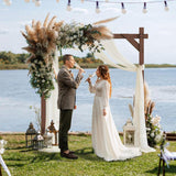 HeyMate Wedding Arch -7.48FT Square Wooden Wedding Arches for Ceremony, Wood Arbor Backdrop Stand for Proposal Wedding Party Scene, Birthday Party, Bridal Shower, Garden, Outdoor, Rustic Decorationsz