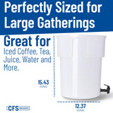 Carlisle FoodService Products Round Beverage Dispenser Drink Dispenser with Spigot for Catering, Plastic, 5 Gallons, White