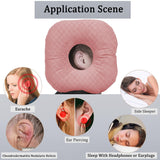 Wuronsa Ear Piercing Pillow for Side Sleepers, Pillow with an Ear Hole for CNH and Ear Pain Ear Inflammation Pressure Sores, O-Shaped Side Sleeping Pillow, Ear Guard Pillow (Light Pink)