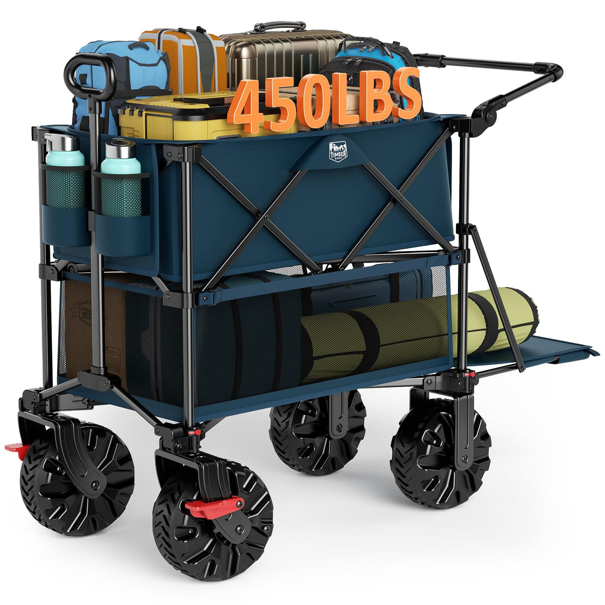 TIMBER RIDGE Push & Pull Double Decker Wagon, 400L Capacity & 450lb Load