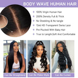 32 Inch Body Wave Lace Front Wigs Human Hair Pre Plucked With Bleached Knots 13x6 HD Lace Frontal Human Hair Wigs 200 Density Natural Color Human Hair Wig