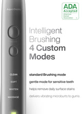 Aquasonic Vibe Series Ultra-Whitening Toothbrush – ADA Accepted Electric Toothbrush - 8 Brush Heads & Travel Case – 40,000 VPM Motor & Wireless Charging - 4 Modes w Smart Timer – Charcoal Metallic