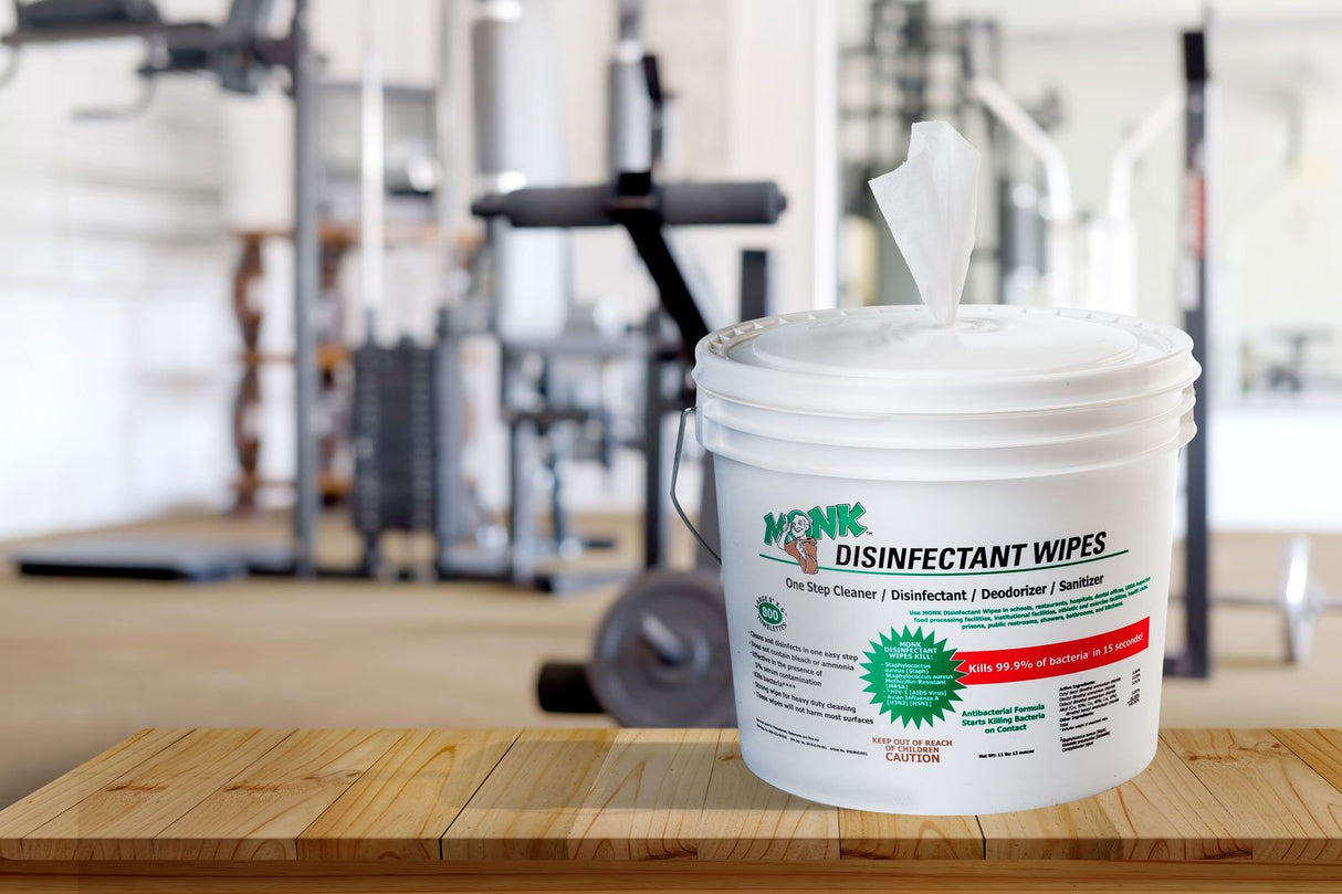 Monk Disinfectant Wipes One Step Cleaner, Disinfectant, Deodorizer & Sanitizer, 2 Buckets Packs containing 1600 Wipes, Perfect for Gyms, Fitness Clubs, Schools, Commercial Facilities