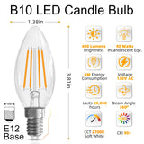 GvvooHome E12 Candelabra Bulb 40 watt Equivalent, E12 LED Bulb Dimmable Chandelier Light Bulbs, B10 Candle Light Bulbs 2700K Soft White, 90+CRI, 400LM, Clear Glass, 12 Pack