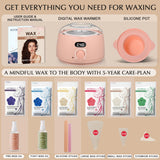 KOTAMU Wax Kit, Waxing Kit for Women Men Hair Removal, Digital Waxing Machine for Face Eyebrow Bikini Brazilian Leg Body &Sensitive Skin, Pink Wax Warmer With 44 Accessories for Home Salon Use