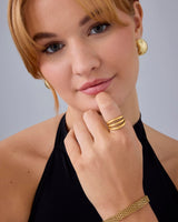 PAVOI 14K Yellow Gold Plated Curved Triple Stackable Ring