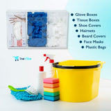 IneVibe Triple Hygiene Holder - 3 Compartment Acrylic Dispenser with Lid for Hairnets, Glove Boxes, Face Masks, Plastic Bags, Tissue Boxes in Home or Medical Setting - Counter or Wall Mount (Triple)