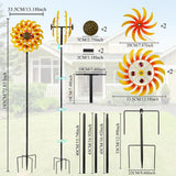 VEWOSTAR Metal Sunflower Wind Spinner Outdoor,13Inch Large Double Windmill Pinwheels with Stake,Kinetic Wind Sculpture Outdoor for Yard, Garden, Lawn Decorations