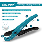 Libraton Pex Cutter 1-1/4", Pex Pipe Cutter, PEX Tube Cutter 1/8" to 7/8", PEX Pipe Cutting Tools for PEX, PVC (Thin), PPR Plastic, Extra PTFE Seal Tapes 400"