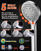 Shower Head High Pressure,10" Rain Shower Head With Handheld Spray Combo, Shower Heads with Hose and 11'' Angle Adjustable Extension Arm, Waterfall Showerhead, Dual Detachable Shower Head