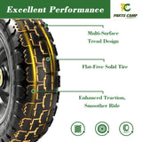 Parts Camp Replace Gorilla Cart Wheels 10" Flat-free Solid Tire and Wheel Replacement 4.10/3.50-4 tire for Hand Truck Wagon Garden Dolly Trolley With 5/8" Axle Bore Hole 2.2" Offset Hub 2-Pack