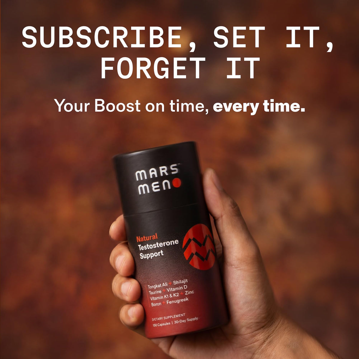 MARS MEN Testosterone Booster for Men - Natural Supplement Premium Tongkat Ali, Fenugreek, Shilajit & Boron - Male Support - Libido, Energy & Muscle Growth Support - 30 Servings (150 Caps)
