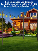 LRYXEG String Light Poles for Outside 4 Pack, 10ft Metal Outdoor String Light Poles for Deck - Ideal for Patio, Garden, Yard, Front Porch Decorations, Black