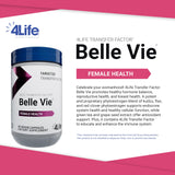 4Life Transfer Factor Belle Vie - Supports Women's Reproductive Health with Phytoestrogen Blend of Kudzu, Flax, and Red Clover - 60 Veggie Capsules