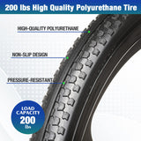 BAIVE BW 20" Flat Free Wheelbarrow Tires with 4Pcs 5/8" Bearing, Pu Flat Free Wheels Compatible with 2.44" Centered Hub for rubber-maid Garden Carts, Garden Trailers, Roofing Equipment