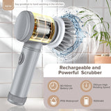 HFLYJPYW Electric Spin Scrubber - Shower Scrubber,Bathroom Scrubber Electric,for Cleaning Tub, Floor, Tile, Window, Sink, Kitchen Cleaning with 6 Electric Cleaning Brush Head (8)