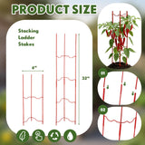 Otoolling 4 Pack Tomato Cage for Garden, 6" W x 6" D x 32" H Pepper and Eggplant Garden Stakes Metal Plant Support Sturdy V-Shape Trellis for Climbing Plants Vegetables Flowers Fruits