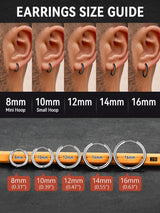 FaithHeart Stainless Steel Black Huggie Hoop Earrings for Men 10mm