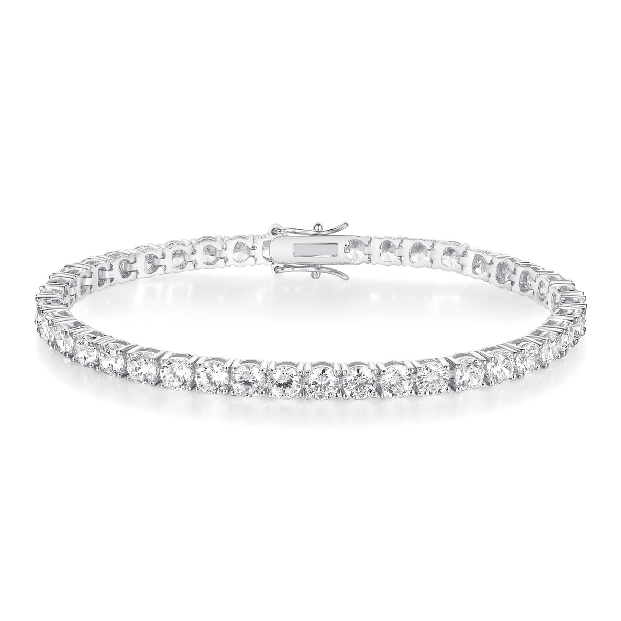 Gemsme 18K White Gold Plated 3.0mm Cubic Zirconia Classic Tennis Bracelet 6.5 Inch